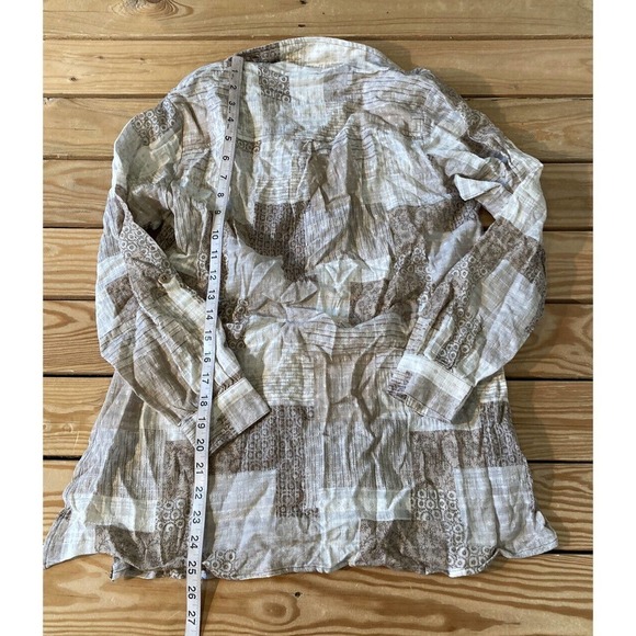 Joan Rivers Patchwork Plaid Cotton Tunic Shirt Size 2XS Women’s Taupe - Picture 5 of 8